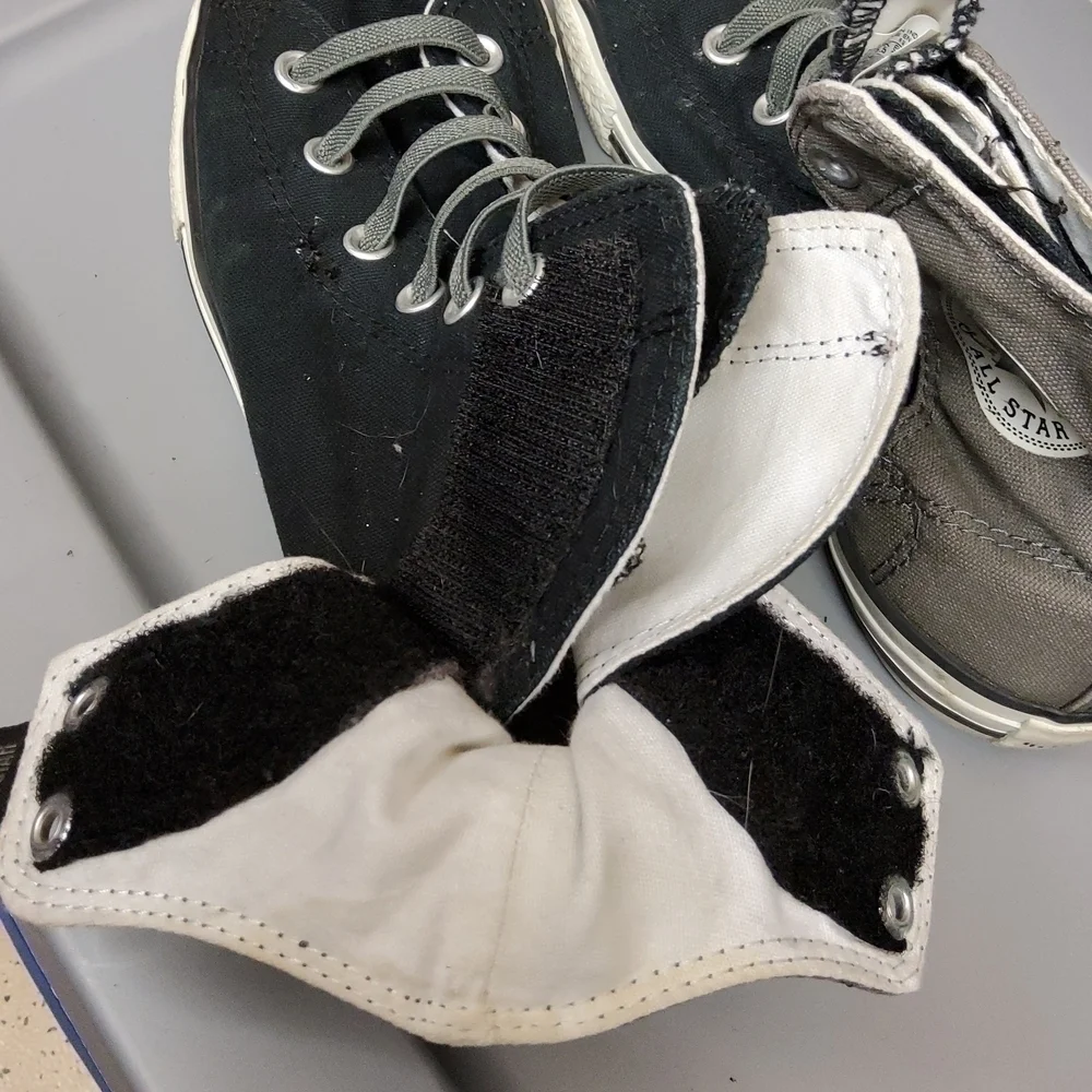 converse  accessibility no tie high top shoes junior size 6 black and g